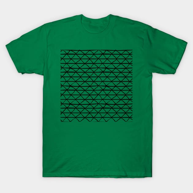 Monochrome Triangle Grid Pattern T-Shirt by Patternos